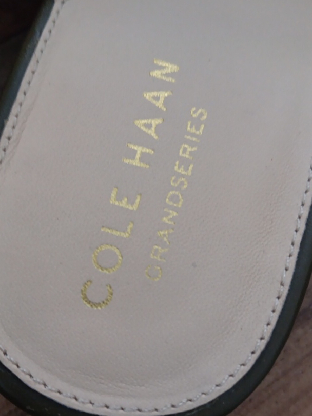 Cole Haan Olive Green  Embossed Leather Double-Strap Slide Sandals - Picture 5 of 5